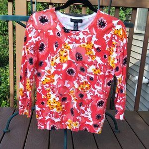 Women's Orange/Pink/Gold Floral Medium Sweater